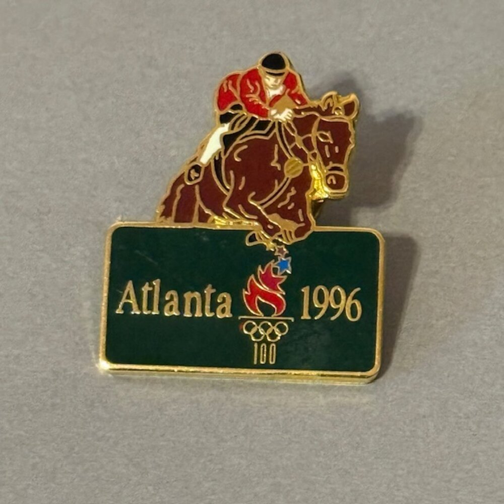 Vintage Olympics Pin 1996 Atlanta Button Gold Pinback… - Gem